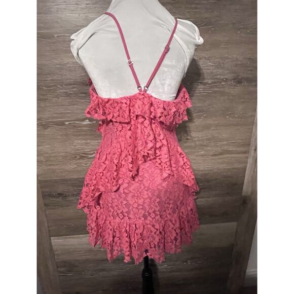 NBD Revolve Lace Mini Dress V-Neck Pink Halter Back Party Prom Cocktail - Picture 2 of 12
